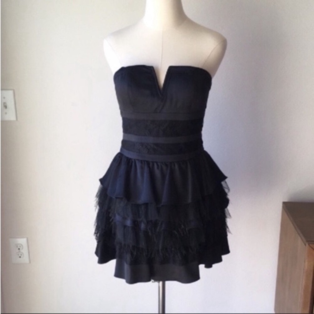 Bebe Feather and Lace Cocktail Dress